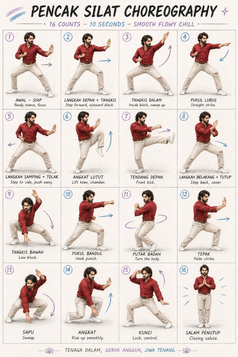 Pencak Silat Choreography Poster — GPT Image 2 image prompt example