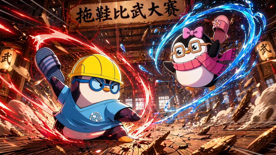 Penguin Martial Arts Dojo Duel — GPT Image 2 image prompt example