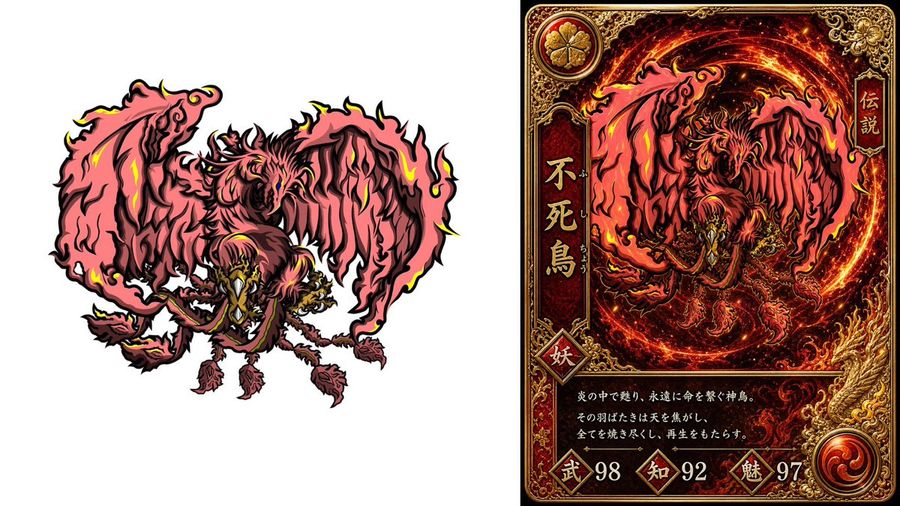 Phoenix Yokai Trading Card — GPT Image 2 image prompt example