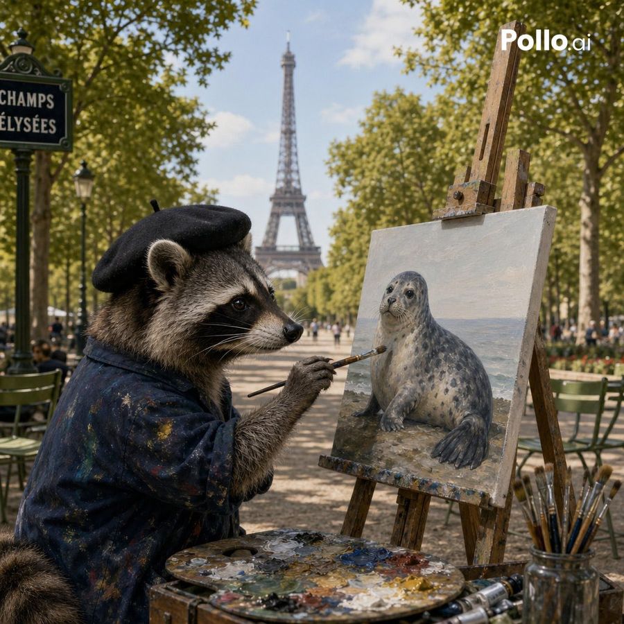 Photorealistic Raccoon Painter Paris — GPT Image 2 image prompt example
