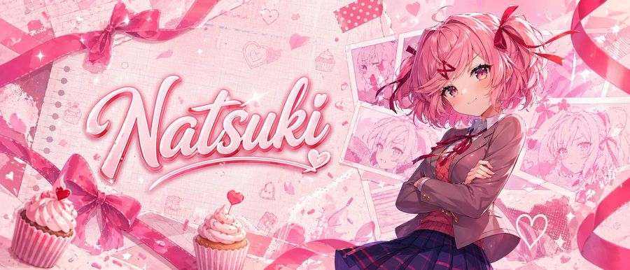 Pink Anime Natsuki Banner — GPT Image 2 image prompt example