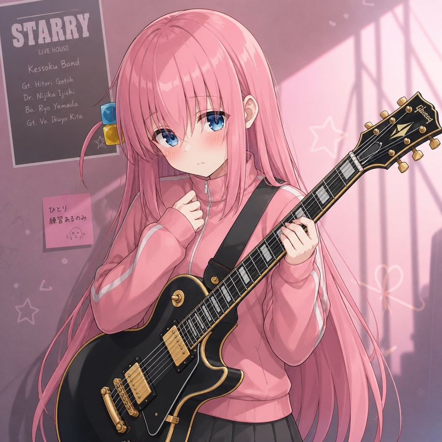 Pink Haired Anime Guitarist — GPT Image 2 image prompt example