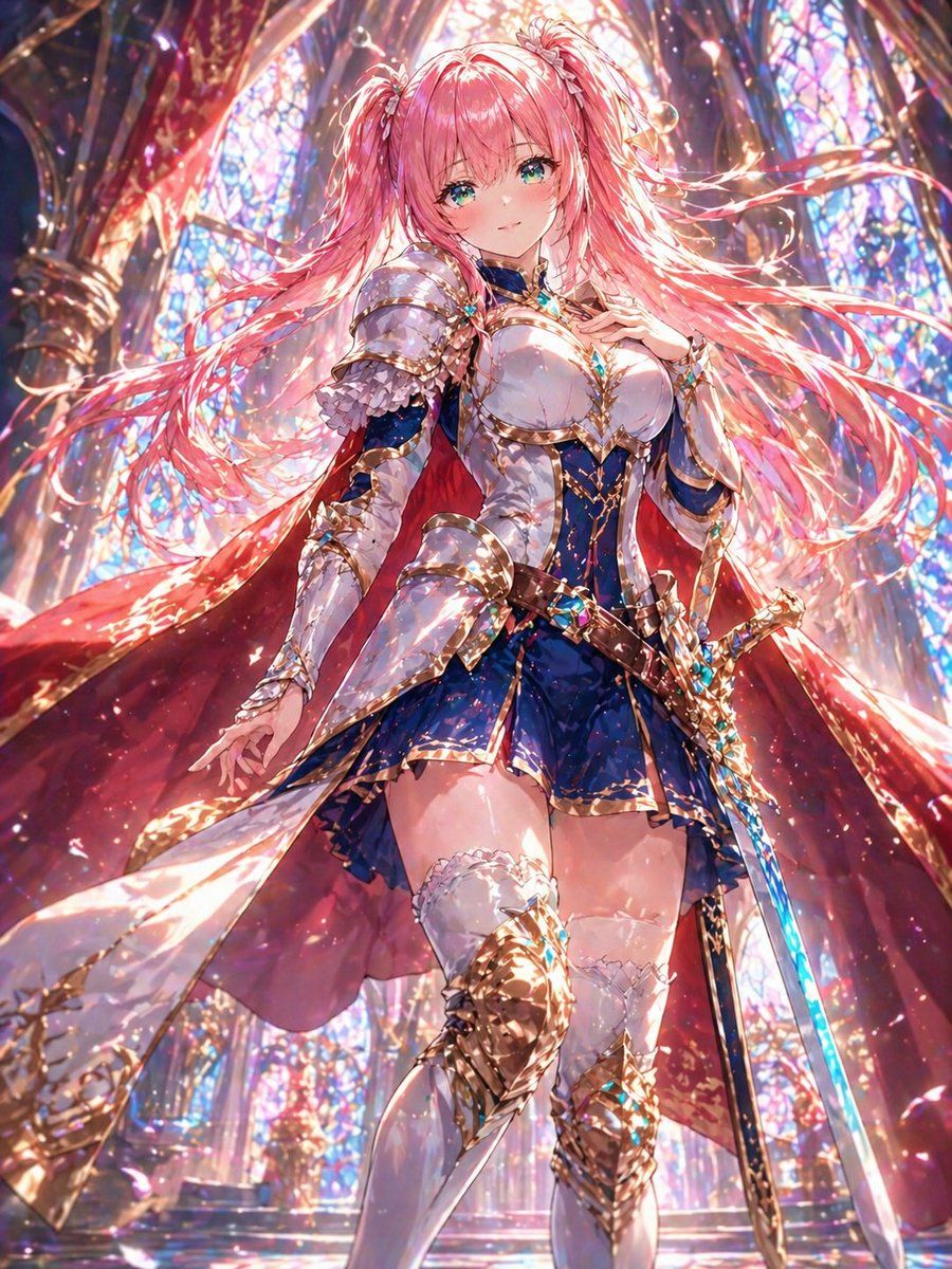 Pink Haired Cathedral Knight — GPT Image 2 image prompt example