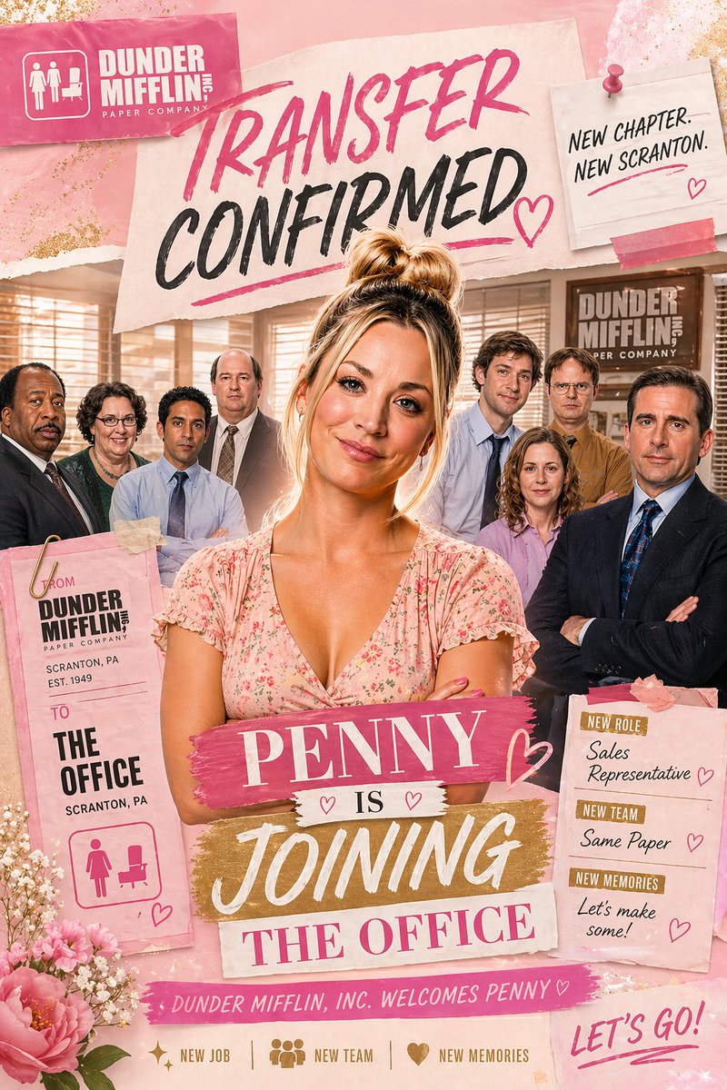 Pink Office Transfer Announcement Poster — GPT Image 2 image prompt example