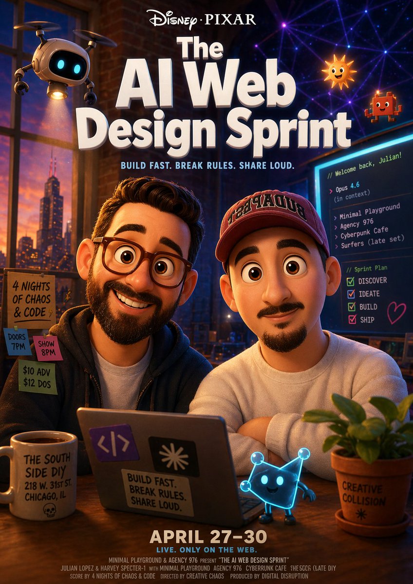 Pixar Style Ai Web Design Sprint Poster — GPT Image 2 image prompt example