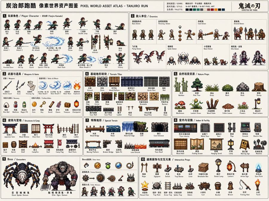 Pixel Game Asset Atlas — GPT Image 2 image prompt example