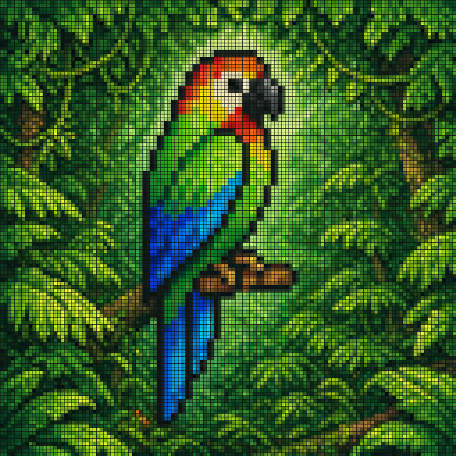 Pixel Mosaic Jungle Parrot — GPT Image 2 image prompt example