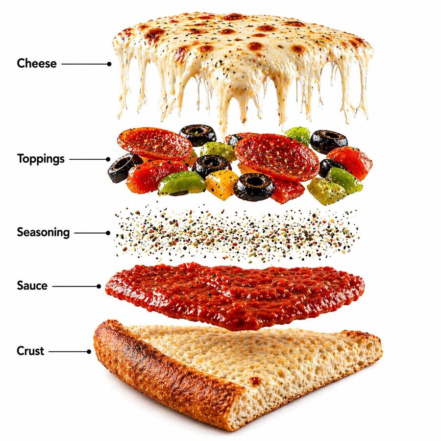 Pizza Food Photography And Infographic — GPT Image 2 image prompt example