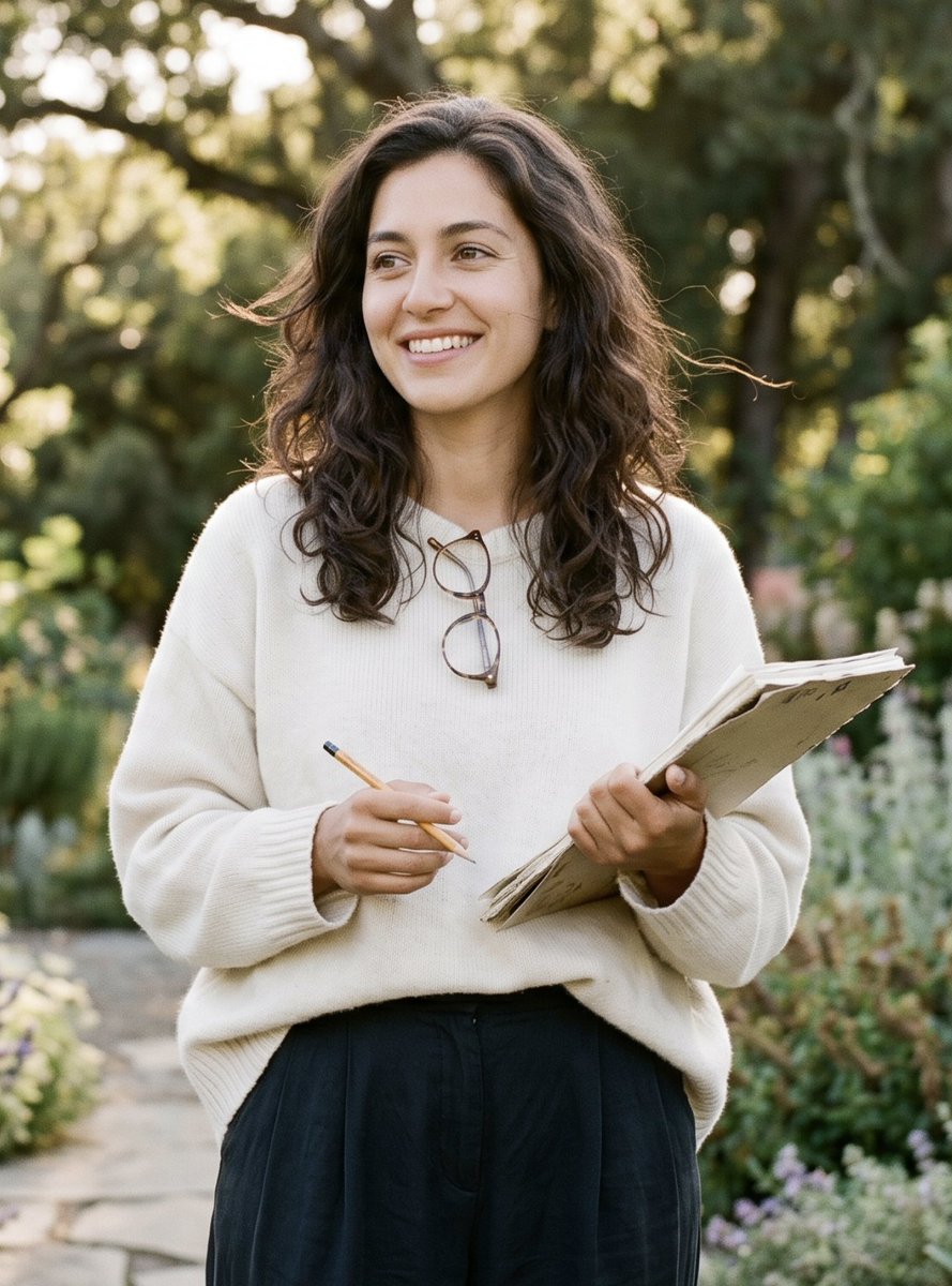 Poetic Woman In Garden Portrait — GPT Image 2 image prompt example