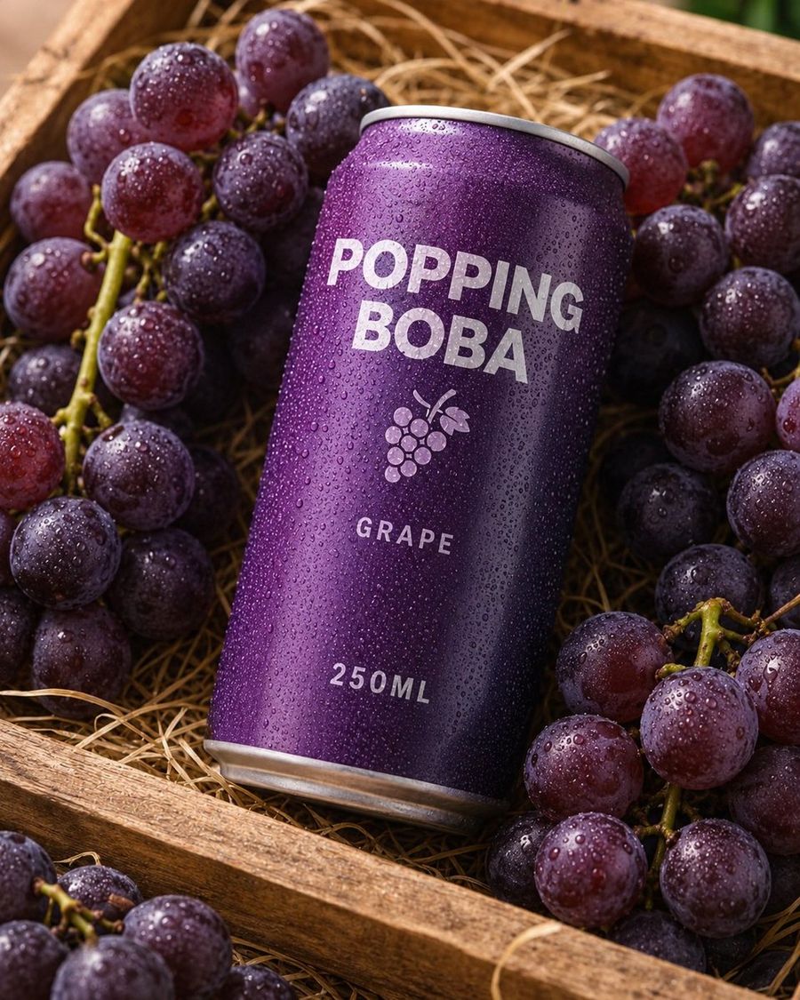 Popping Boba Grape Soda Ad — GPT Image 2 image prompt example