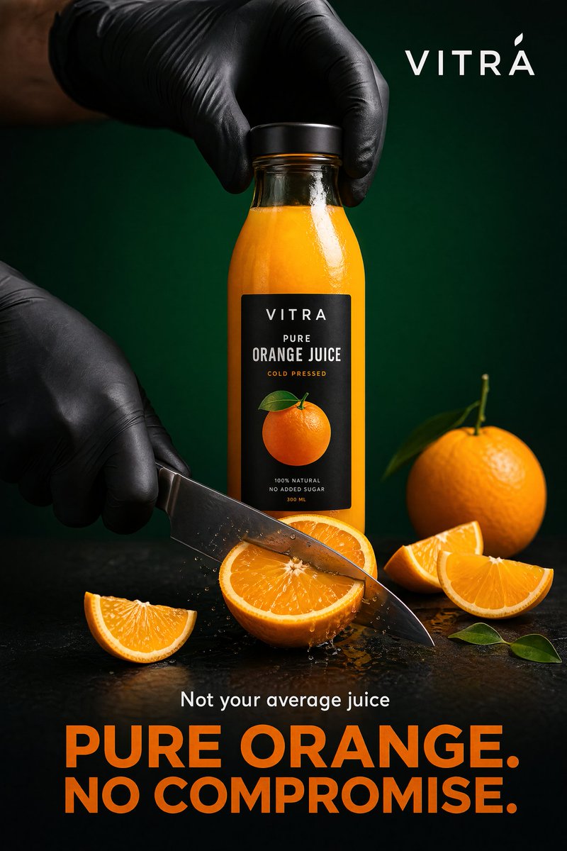 Premium Orange Juice Poster — GPT Image 2 image prompt example