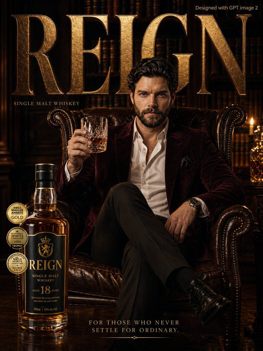 Premium Whiskey Brand Advertisement — GPT Image 2 image prompt example