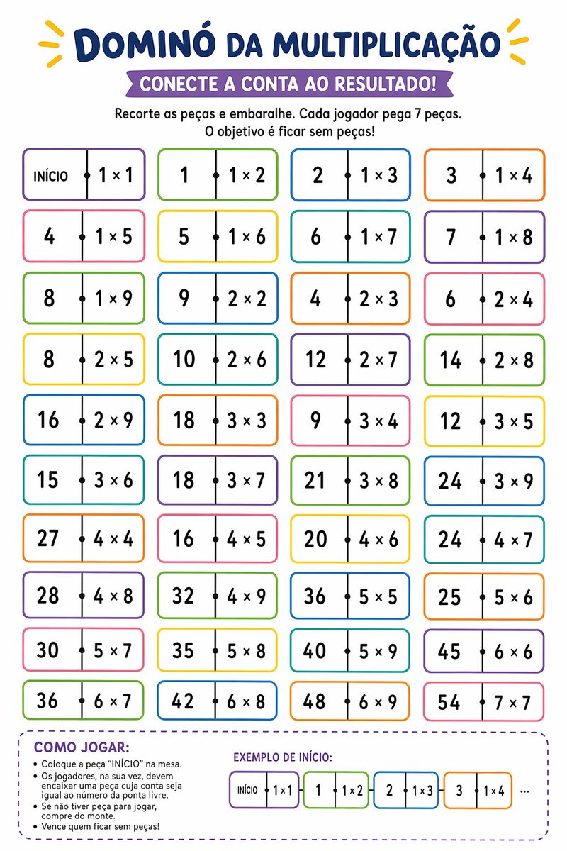 Printable Multiplication Domino Worksheet — GPT Image 2 image prompt example