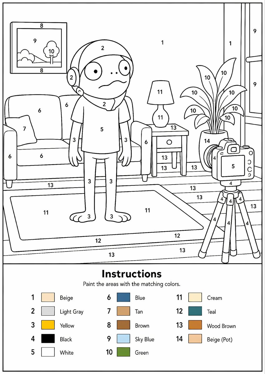 Printable Paint By Numbers Template — GPT Image 2 image prompt example