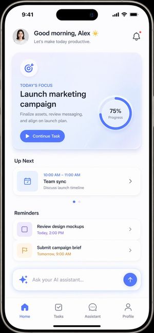 Productivity App Ui Mockup — GPT Image 2 image prompt example