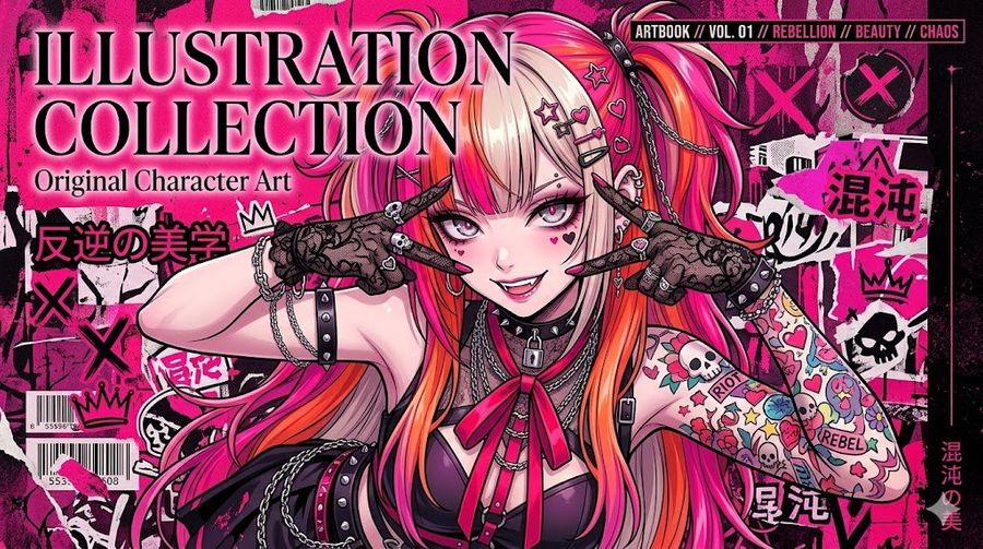 Punk Anime Artbook Cover — GPT Image 2 image prompt example