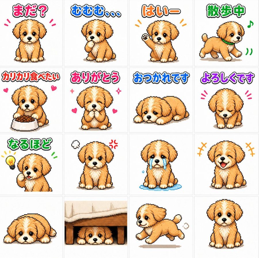 Puppy Line Sticker Sheet — GPT Image 2 image prompt example