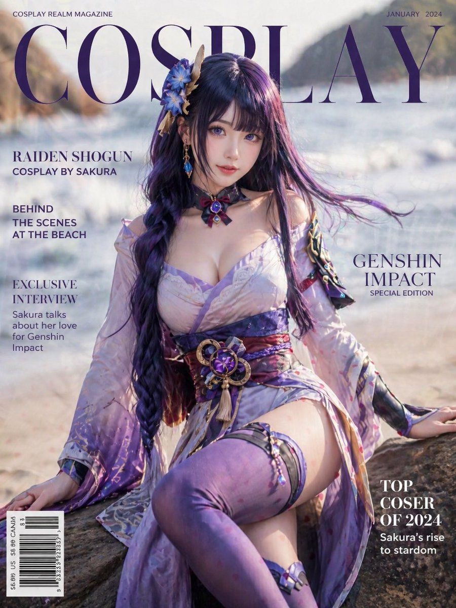 Raiden Shogun Beach Cosplay Cover — GPT Image 2 image prompt example
