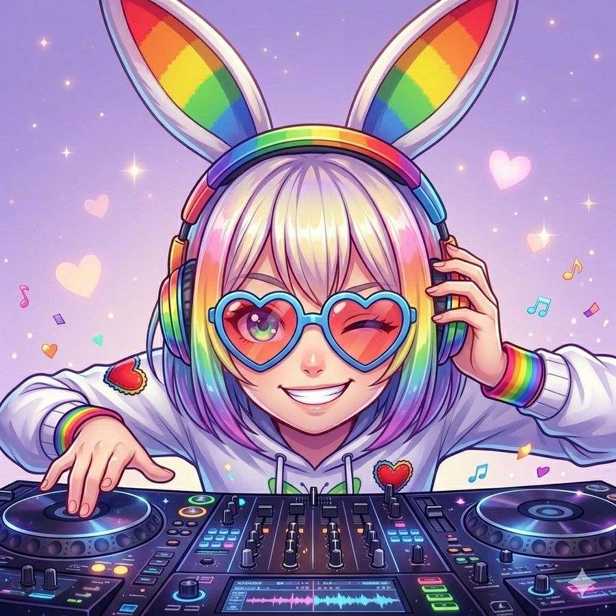 Rainbow Bunny Dj Anime Portrait — GPT Image 2 image prompt example