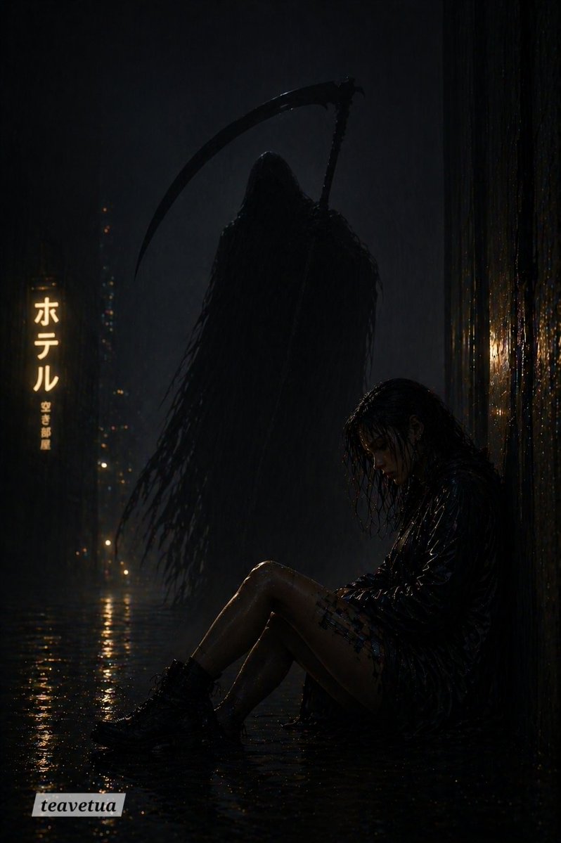 Rainy Alley Grim Reaper Horror Scene — GPT Image 2 image prompt example