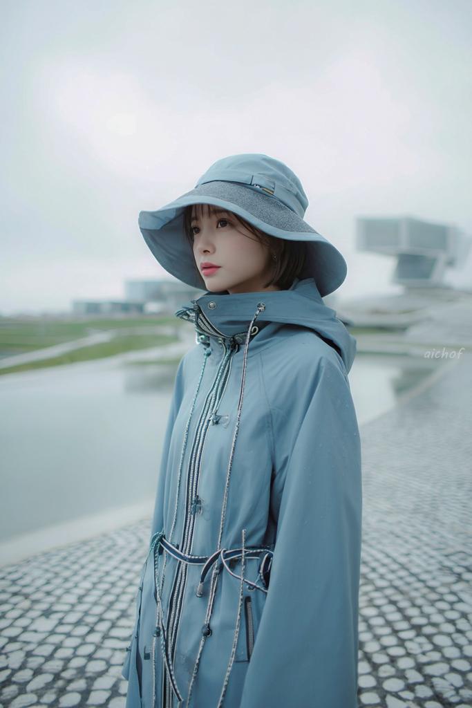 Rainy Blue Editorial Portrait — GPT Image 2 image prompt example
