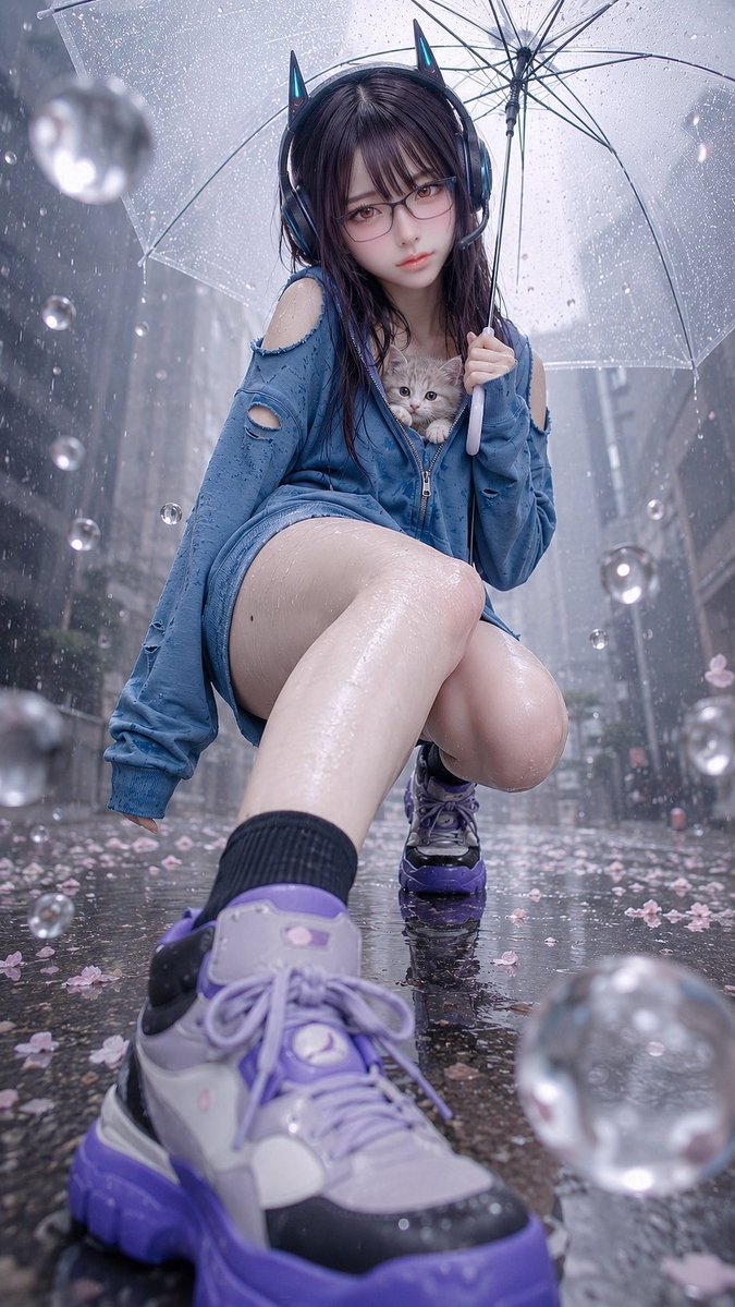 Rainy Cat Ear Girl — GPT Image 2 image prompt example