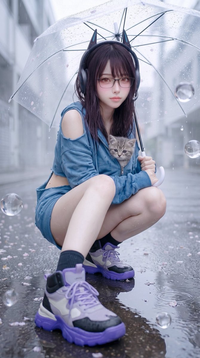 Rainy Cat Ear Portrait — GPT Image 2 image prompt example