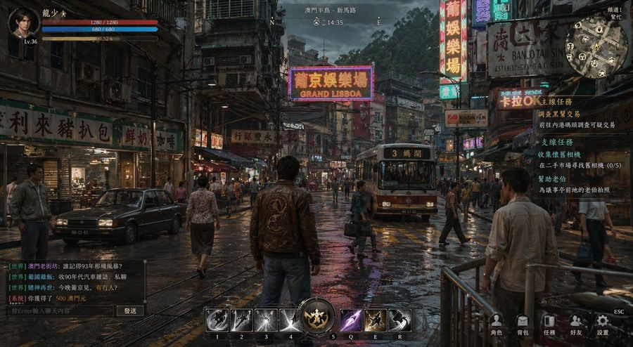 Rainy Neon Macau Rpg Screenshot — GPT Image 2 image prompt example
