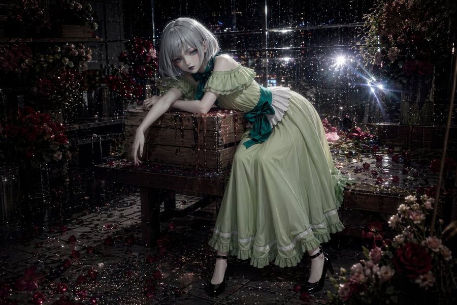 Rainy Night Floral Gothic Portrait — GPT Image 2 image prompt example