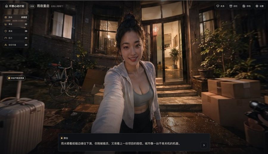 Rainy Night Visual Novel Screenshot — GPT Image 2 image prompt example
