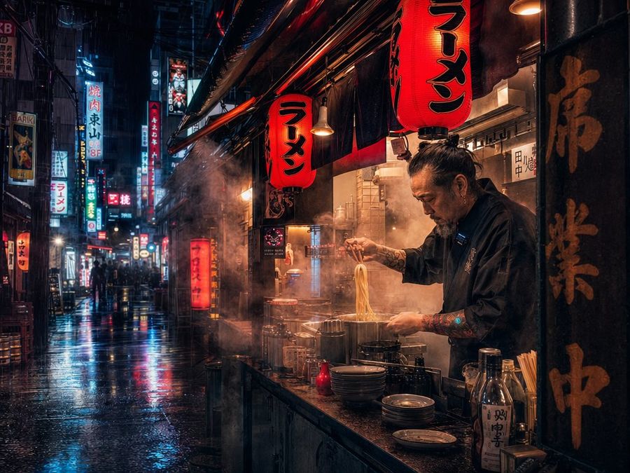 Rainy Tokyo Ramen Alley — GPT Image 2 image prompt example