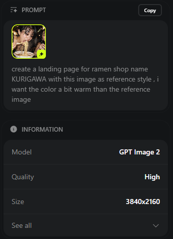 Ramen Shop Landing Page Design — GPT Image 2 image prompt example