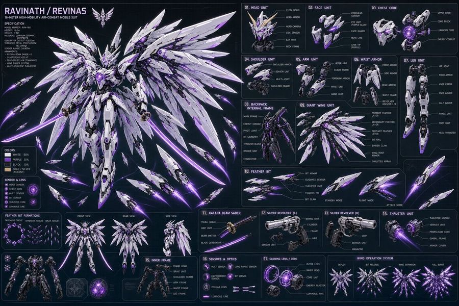 Ravinath Mecha Spec Sheet — GPT Image 2 image prompt example