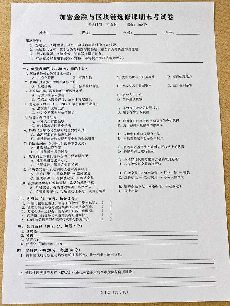 Realistic Crypto Exam Paper — GPT Image 2 image prompt example