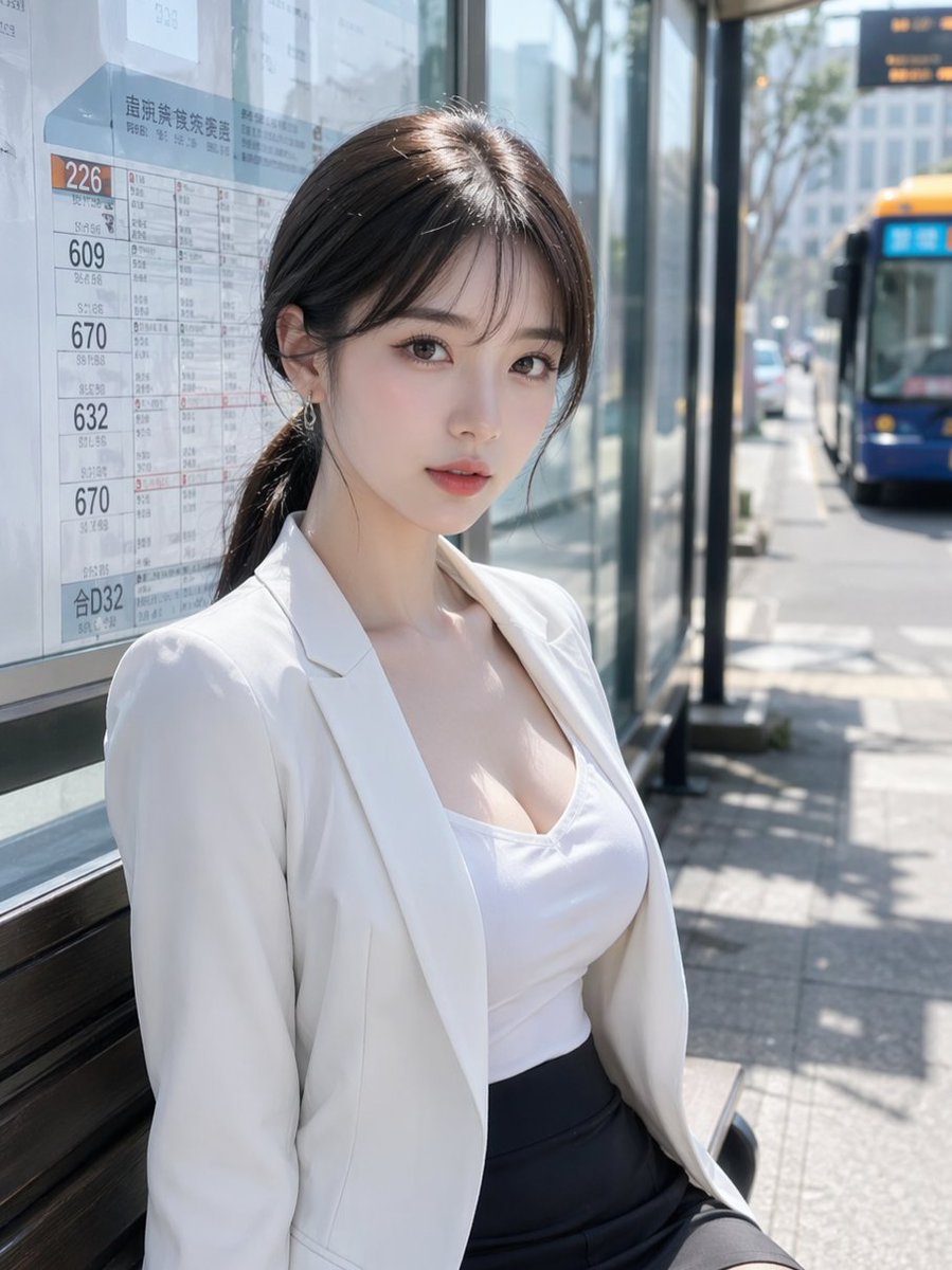 Realistic Woman Japanese Bus Stop — GPT Image 2 image prompt example
