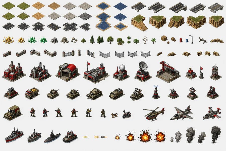 Red Alert Style Pixel Sprite Sheet — GPT Image 2 image prompt example