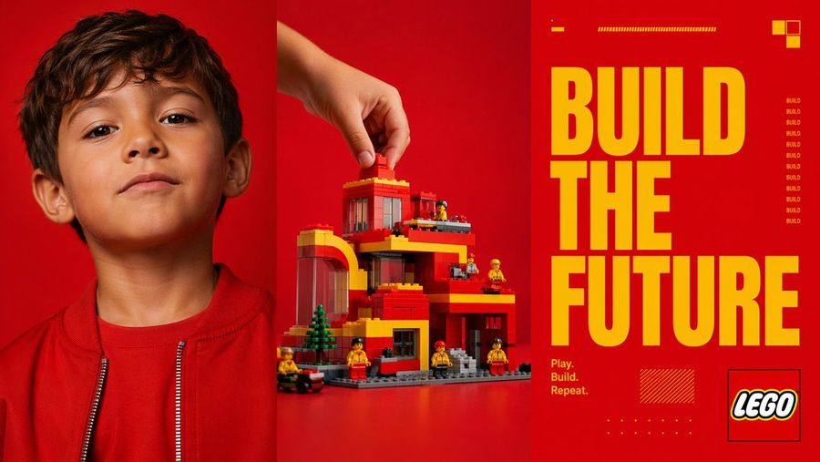 Red Triptych Build Future — GPT Image 2 image prompt example