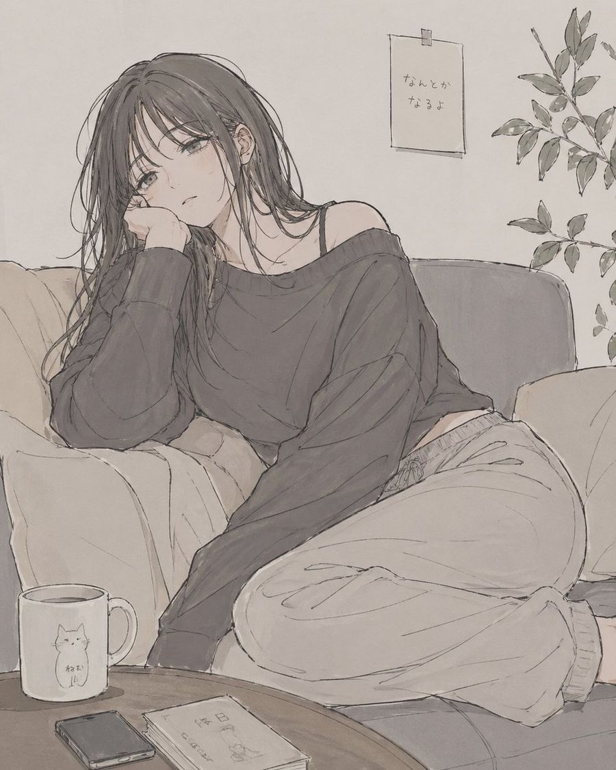 Relaxed Woman On Sofa Sketch — GPT Image 2 image prompt example