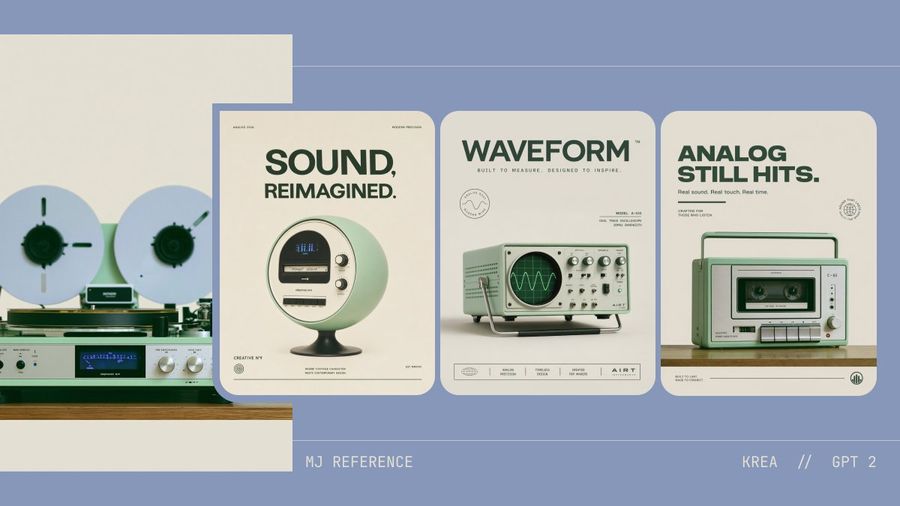 Retro Audio Concept Board — GPT Image 2 image prompt example