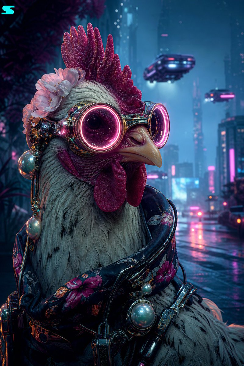 Retro Futurist Chicken Techwear — GPT Image 2 image prompt example
