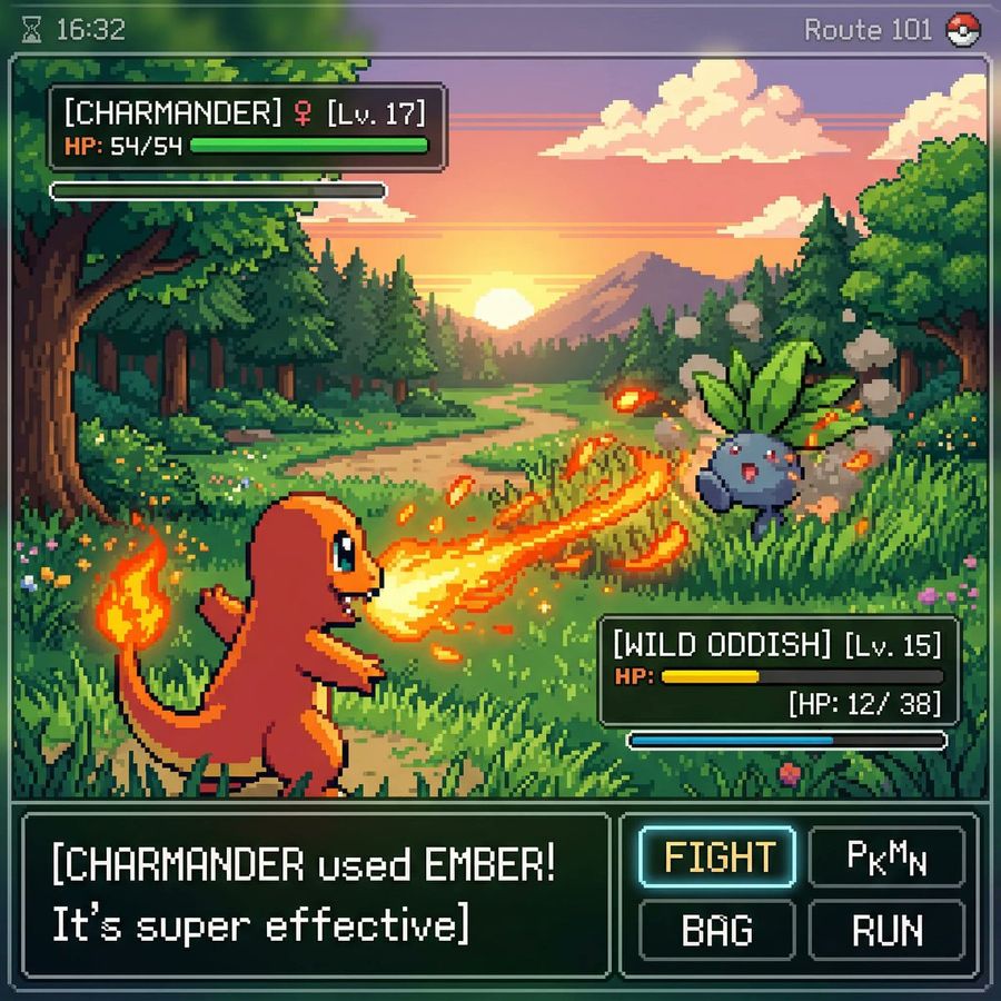 Retro Game Pixel Art Battle — GPT Image 2 image prompt example
