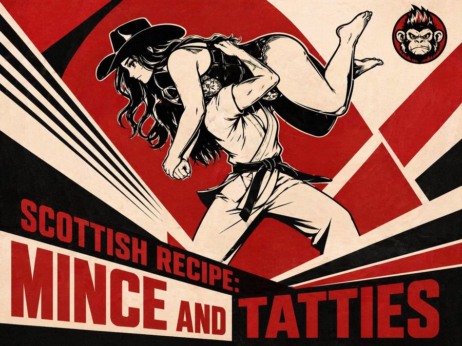 Retro Mince And Tatties Action Poster — GPT Image 2 image prompt example