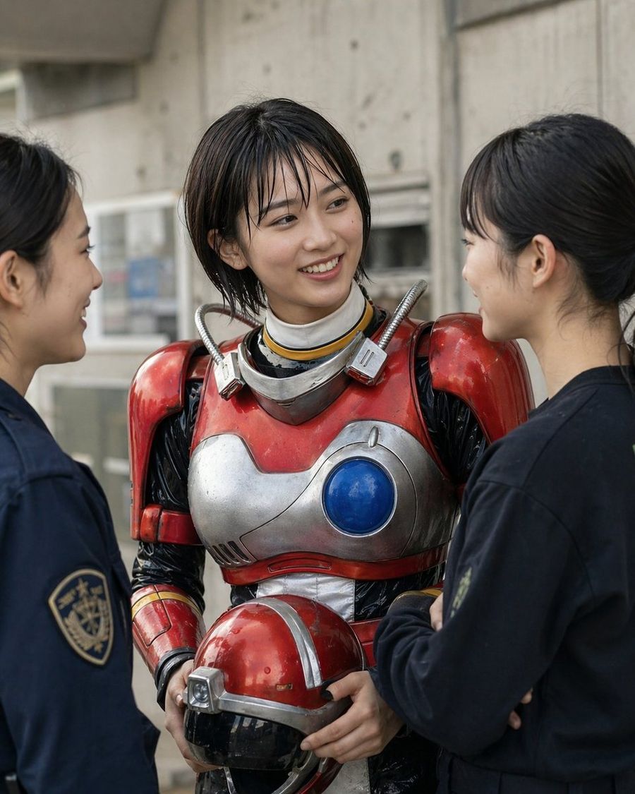 Retro Sci Fi Heroine With Police — GPT Image 2 image prompt example