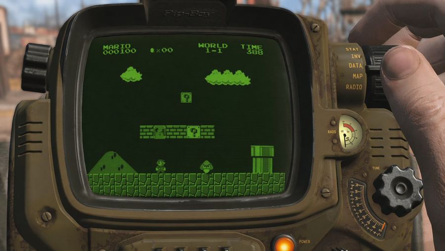 Retro Wrist Computer Playing Classic Platformer — GPT Image 2 image prompt example