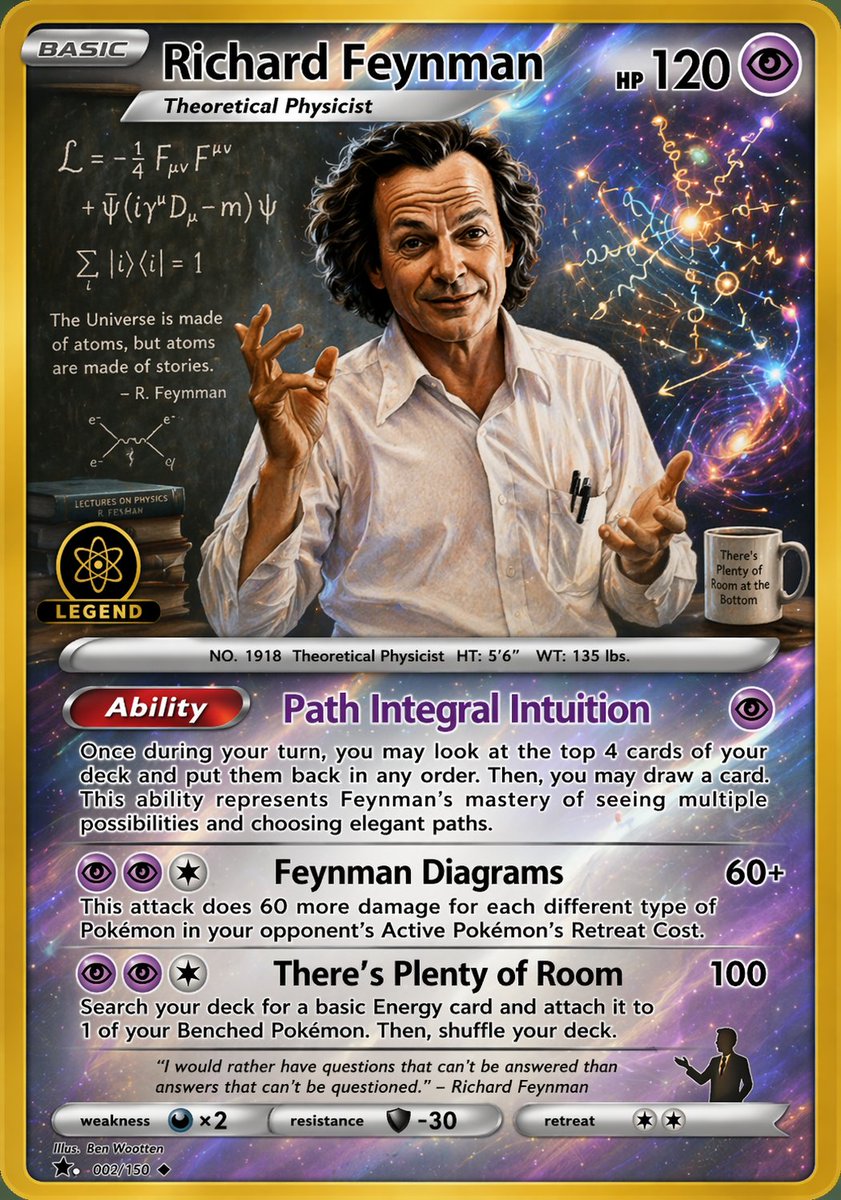 Richard Feynman Psychic Trading Card — GPT Image 2 image prompt example