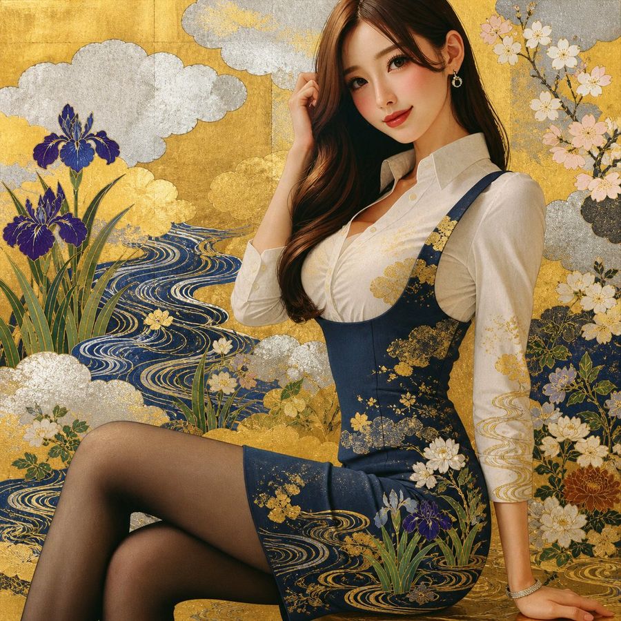 Rinpa Gold Screen Portrait — GPT Image 2 image prompt example
