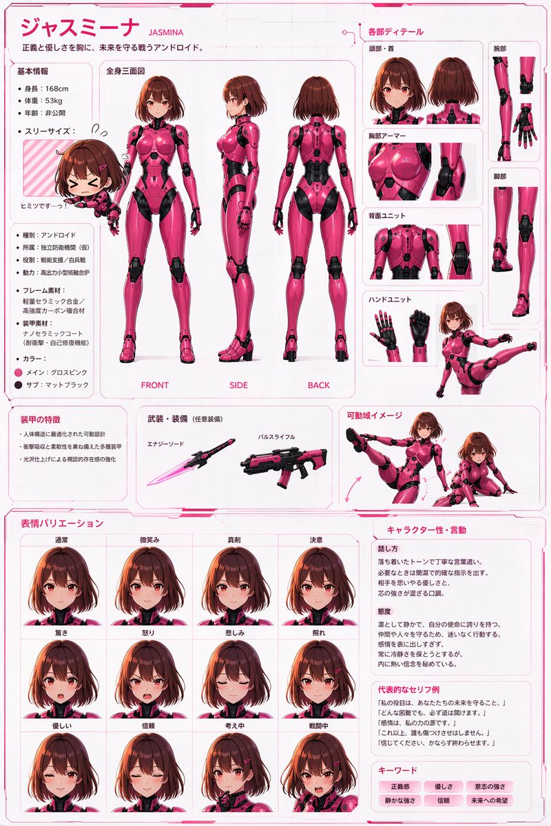 Robot Girl Reference Sheet — GPT Image 2 image prompt example