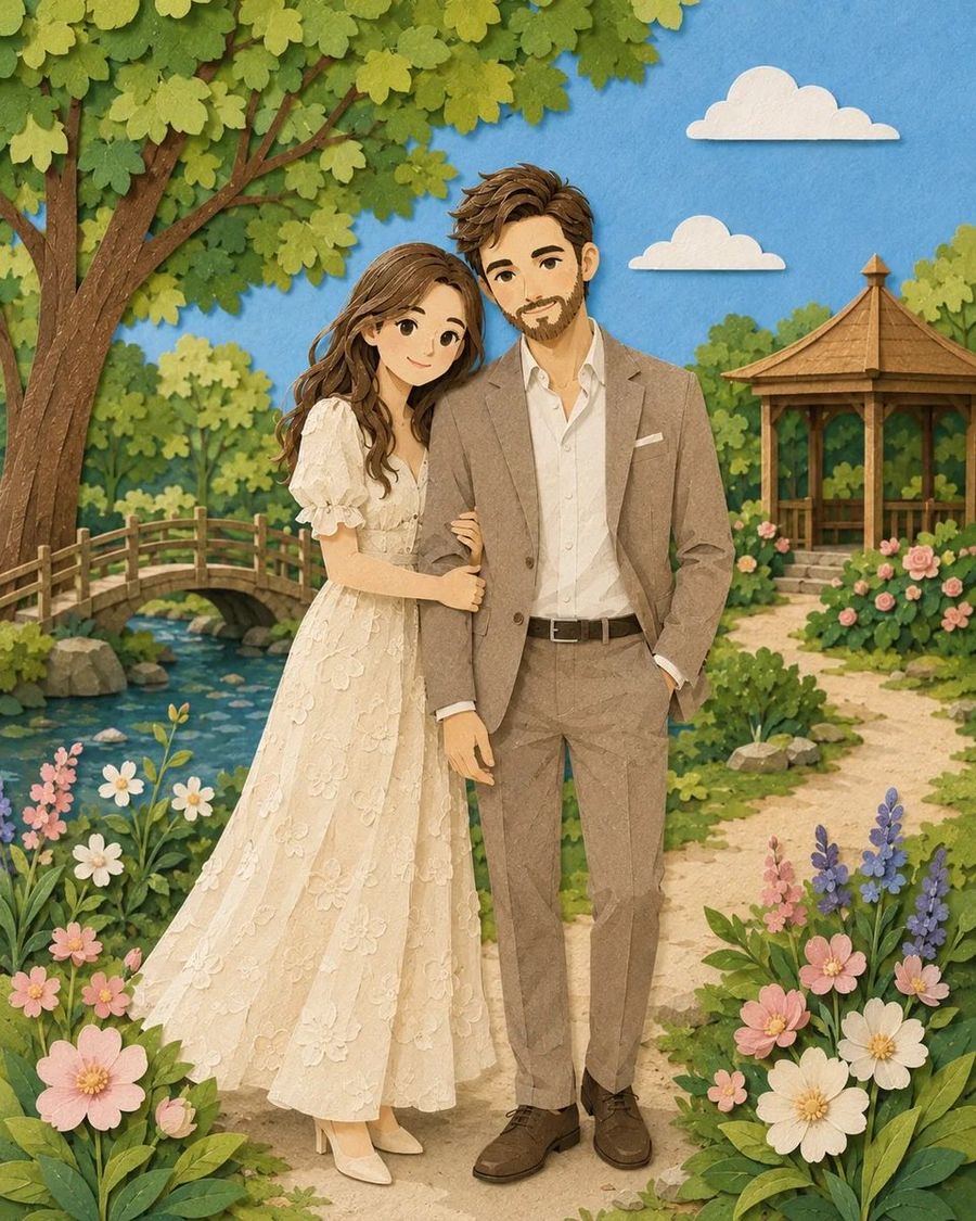 Romantic Paper Cut Portrait — GPT Image 2 image prompt example
