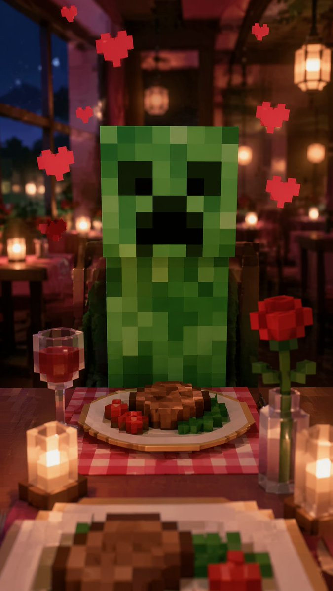 Romantic Voxel Dinner Date — GPT Image 2 image prompt example