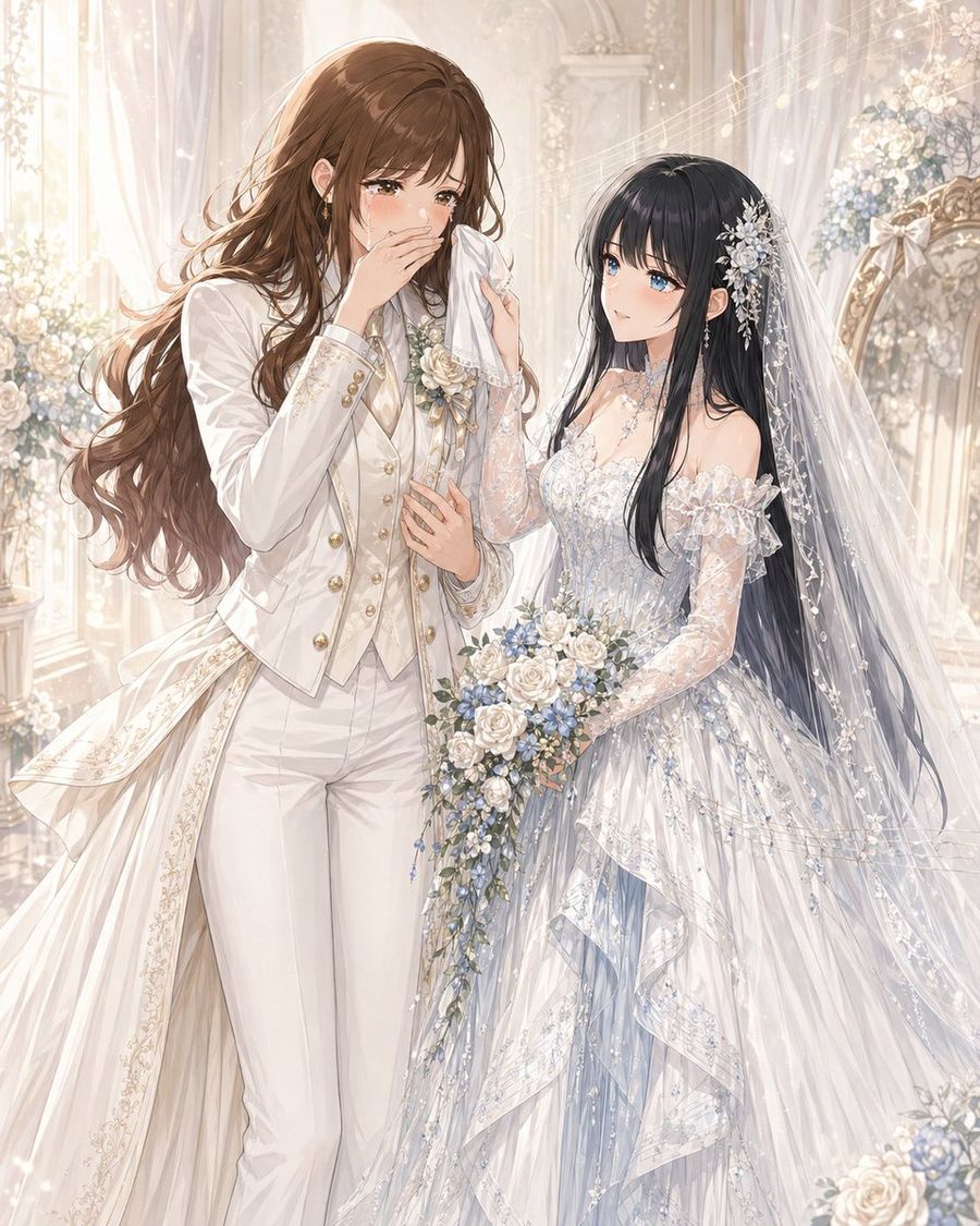 Romantic Yuri Wedding Chapel Portrait — GPT Image 2 image prompt example